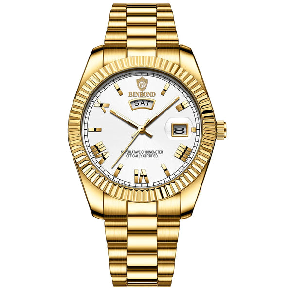 Relógio Binbond Aurum Gold White